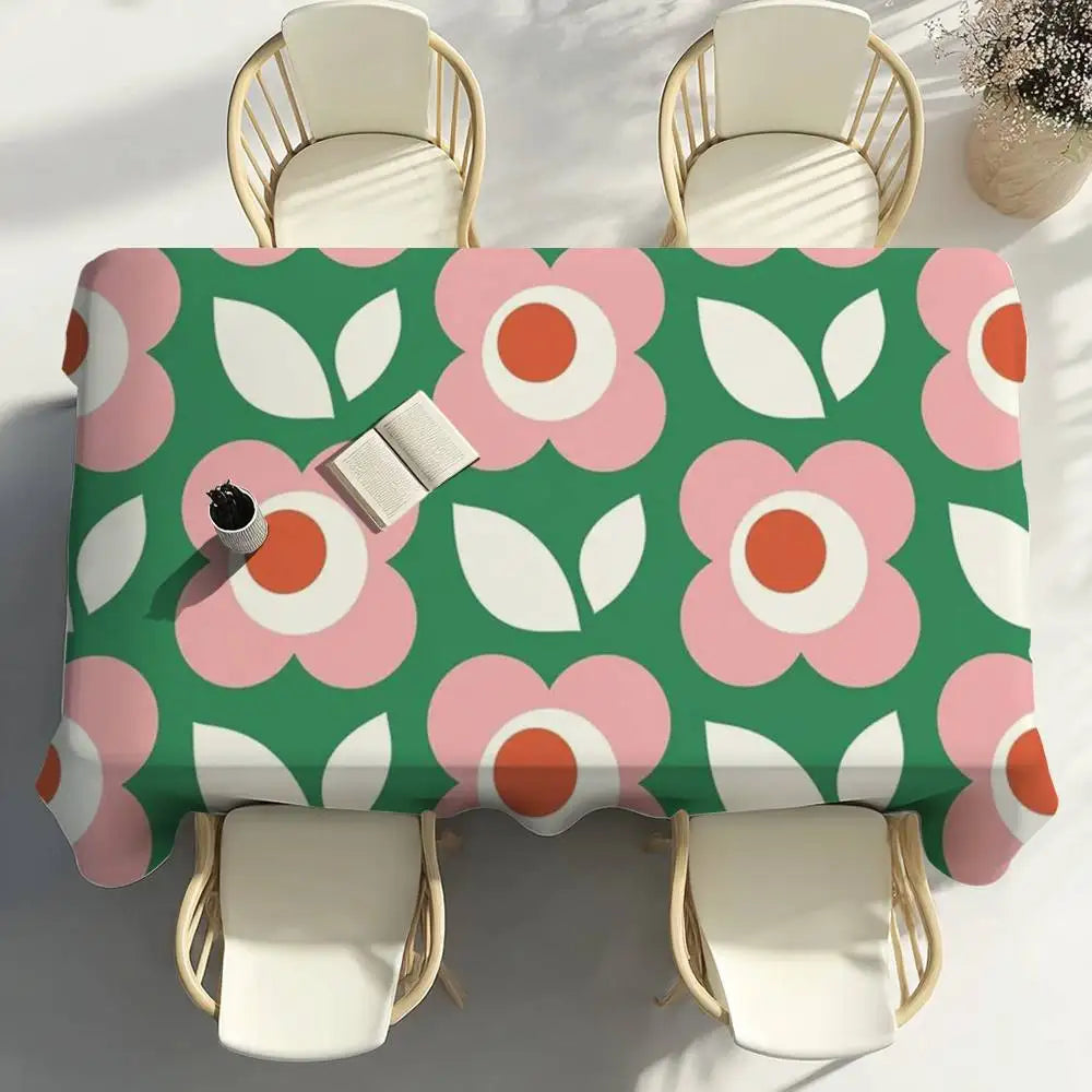 O-Orla Kiely Flor Toalha de mesa Festa em casa Piquenique Sala de jantar Cozinha Patios Toalha de mesa de poliéster à prova de manchas