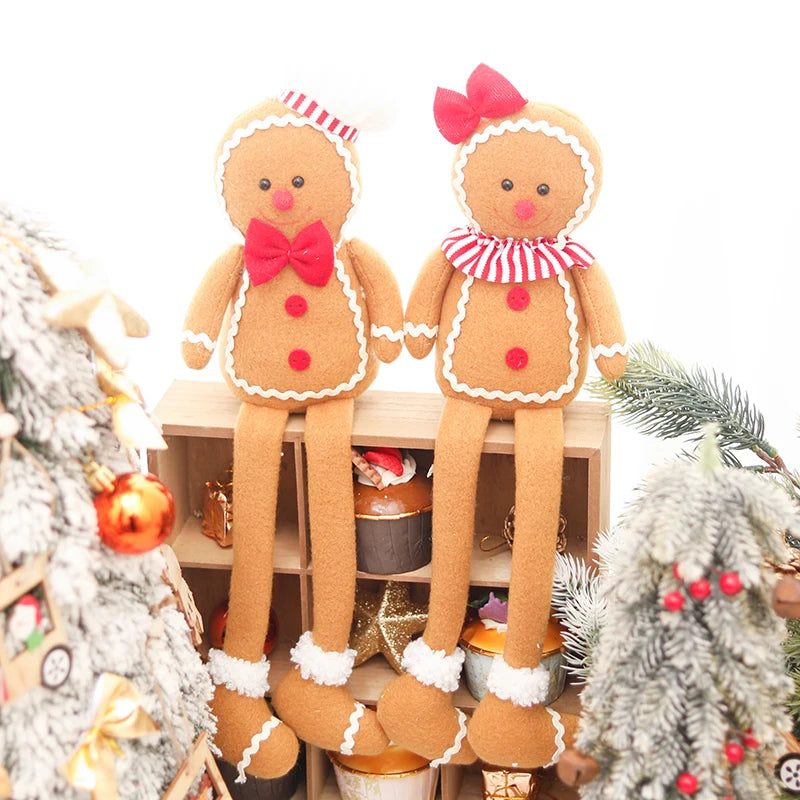 Natal decoração de ano novo para casa boneca de pelúcia homem de gengibre árvore de natal pendurado ornamento pingente interior presente do miúdo decoração 2024