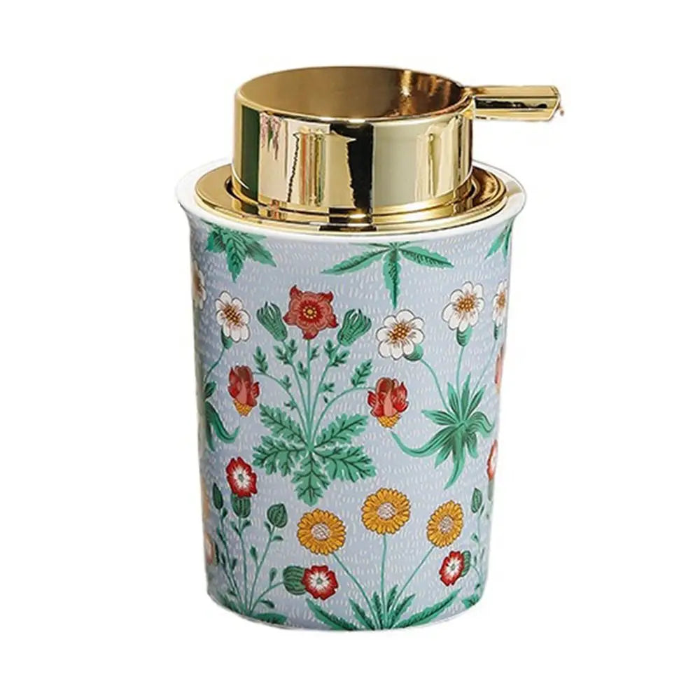Dispensador de sabão de espuma cerâmica decorativa floral vintage luxo garrafa de espuma líquida 250ml recarregável garrafa de bomba de sabão de mão