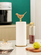 Suporte de Papel Toalha de Bronze com Pássaro Decorativo
