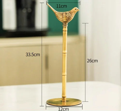 Suporte de Papel Toalha de Bronze com Pássaro Decorativo
