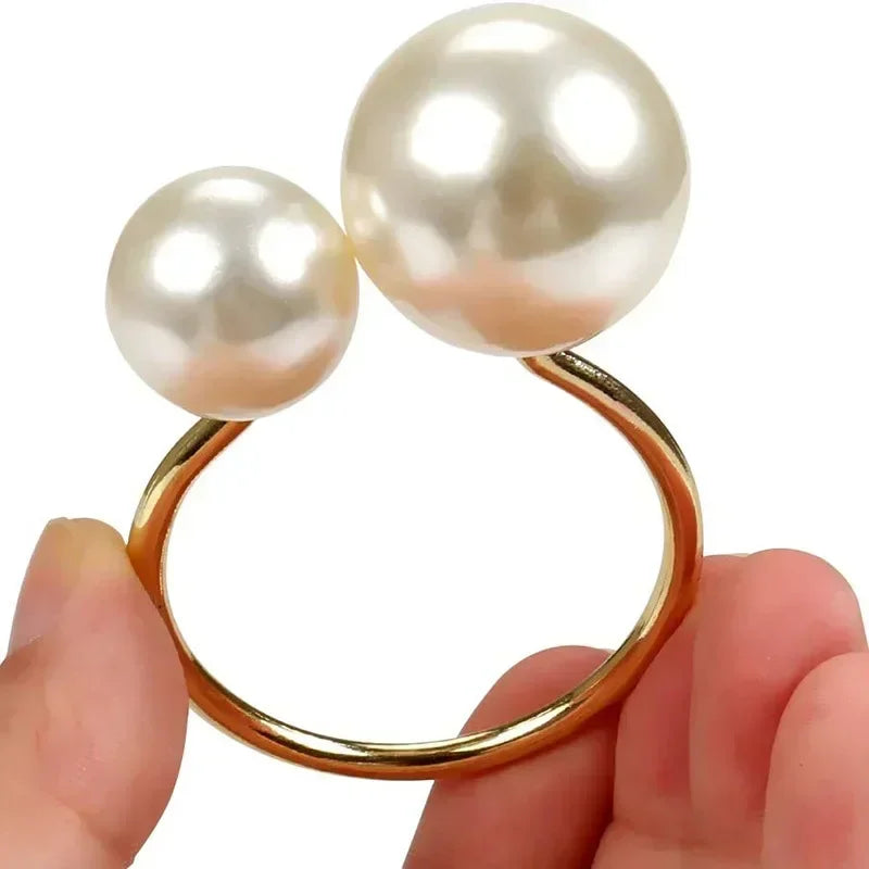 1-96 pçs elegantes guardanapo anéis pérola contas ouro guardanapo anel suportes decoração de casamento para jantar festa casa decoração de mesa