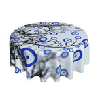 Toalha de mesa redonda de mau olhado, capa de mesa decorativa de tecido, toalha de mesa de 60 polegadas para mesa
