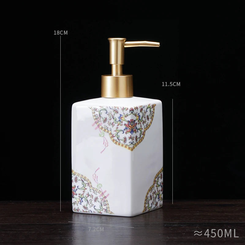 Dispensador de sabão cerâmico 450ml, garrafa desinfetante para as mãos, garrafa de prensa, garrafa de gel de banho para hotel, dispensação de detergente para lavanderia
