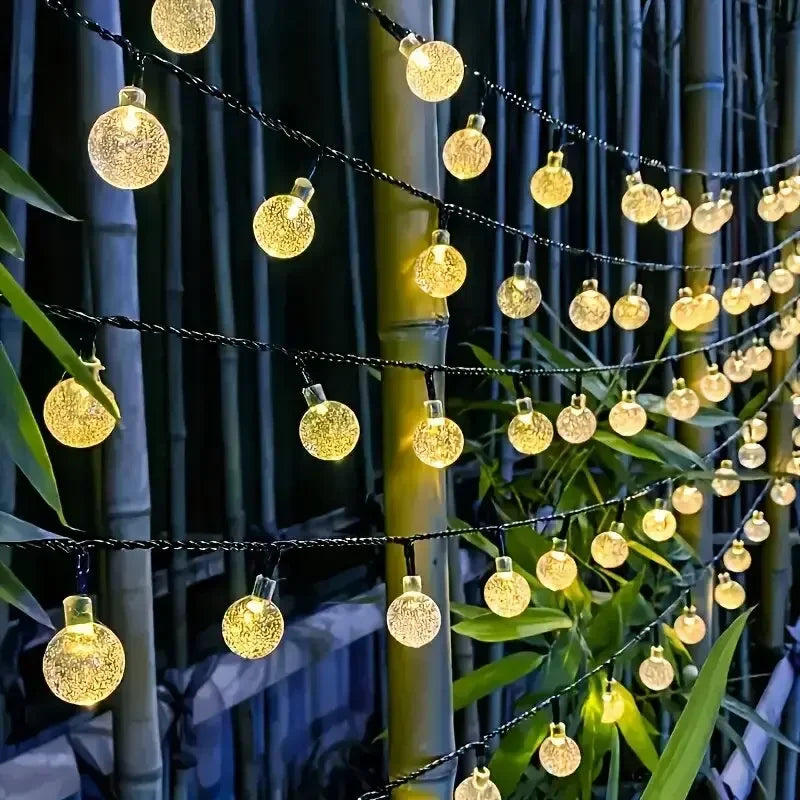 Bolha solar bolas lâmpada luzes da corda ao ar livre gotas de água ao ar livre à prova dwaterproof água orb luzes natal pátio festa de férias