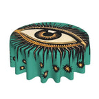 Toalha de mesa redonda de mau olhado, capa de mesa decorativa de tecido, toalha de mesa de 60 polegadas para mesa