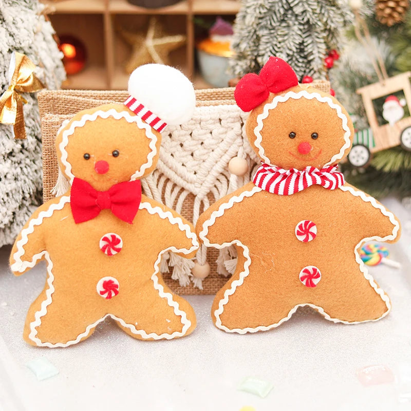 Natal decoração de ano novo para casa boneca de pelúcia homem de gengibre árvore de natal pendurado ornamento pingente interior presente do miúdo decoração 2024