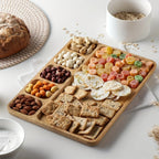 Bandeja Para Aperitivo de Bamboo Natural, Porta Aperitivo, Tabua de Frios, Prato Para Aperitivo, Prato para Servir, Loja Rowa Home