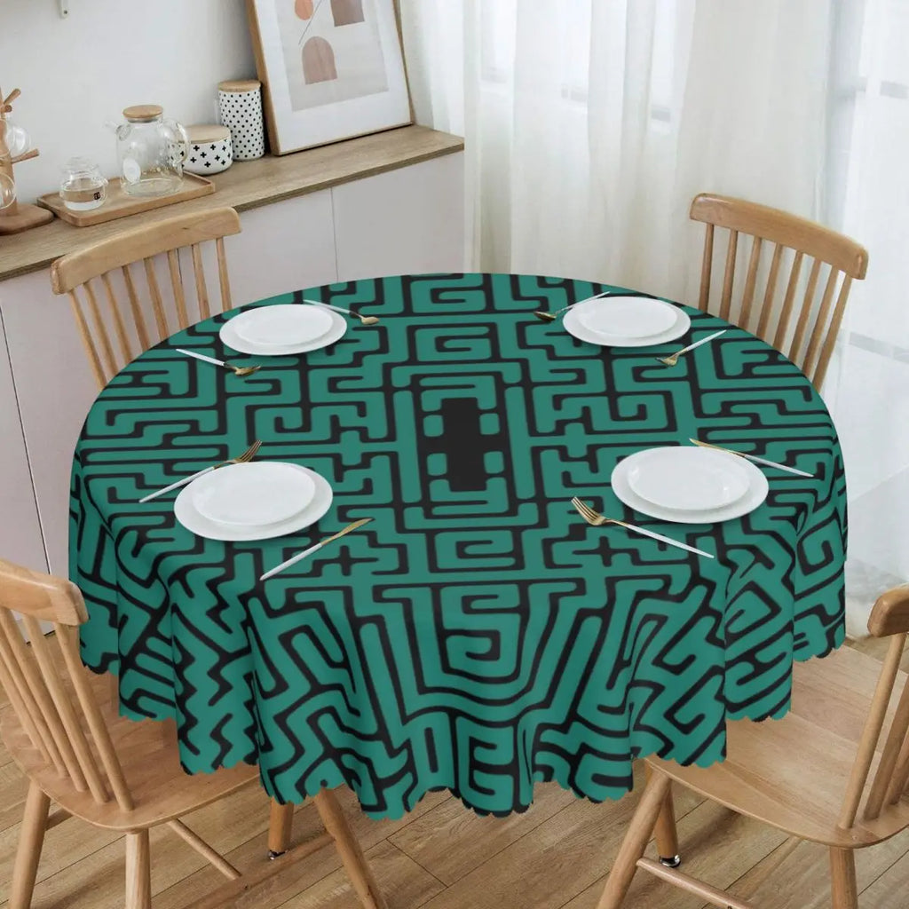 Orange Wave Gradient Retro Pattern Round Tablecloths 60 Inch Abstract Geometric Table Covers for Kitchen Table Cloth