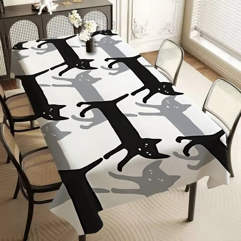 Textura gato pano de mesa retangular mancha toalha de mesa oleada mantel mesa impermeável decoração