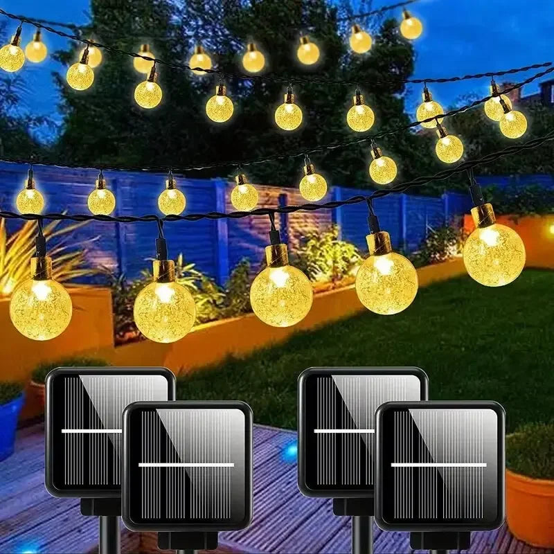 Bolha solar bolas lâmpada luzes da corda ao ar livre gotas de água ao ar livre à prova dwaterproof água orb luzes natal pátio festa de férias