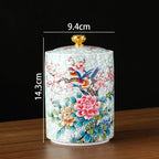 Pote de Armazenamento Decorado em Cerâmica