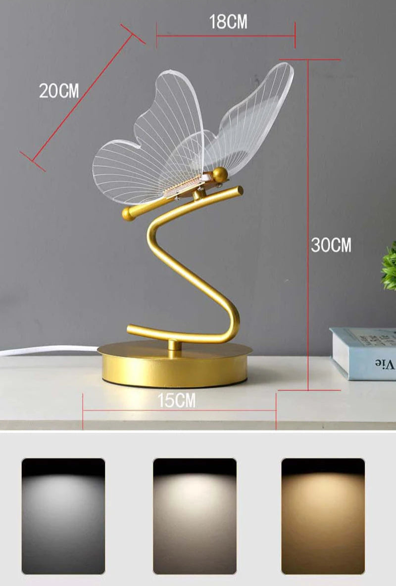 Nordic led candeeiros de mesa iluminação interior botão interruptor quarto cabeceira sala estar restaurante decoração casa borboleta lâmpada mesa