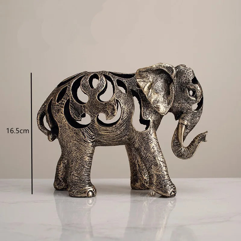 Vilead oco elefante estátua estilo retro escultura acessórios de decoração para casa sala estar estante decoração interior objeto presente