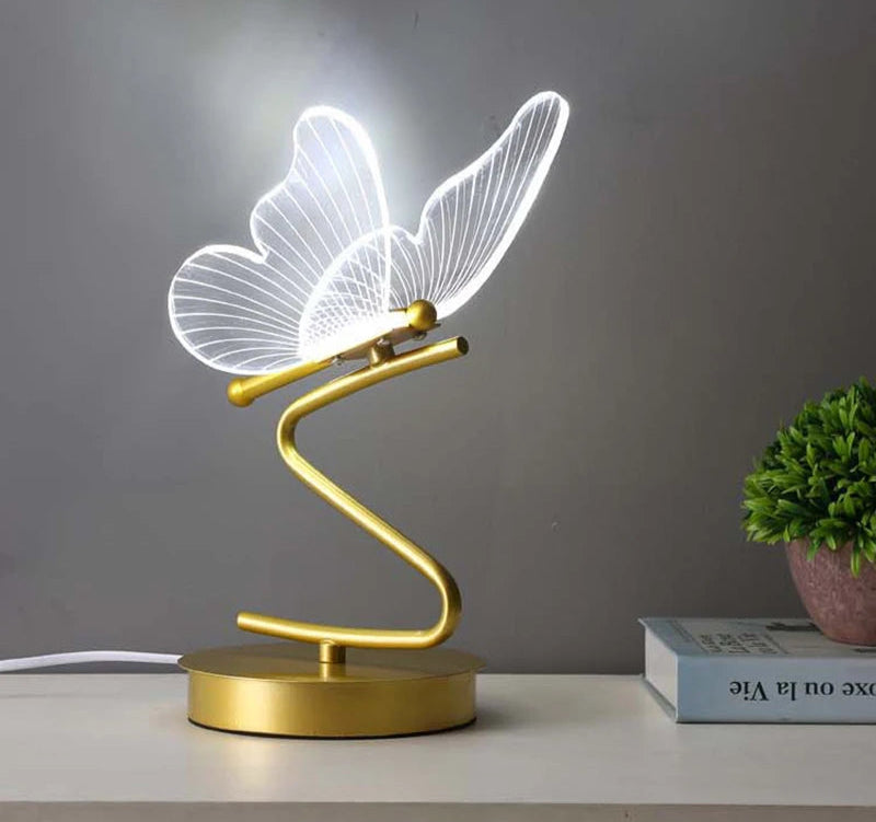 Nordic led candeeiros de mesa iluminação interior botão interruptor quarto cabeceira sala estar restaurante decoração casa borboleta lâmpada mesa