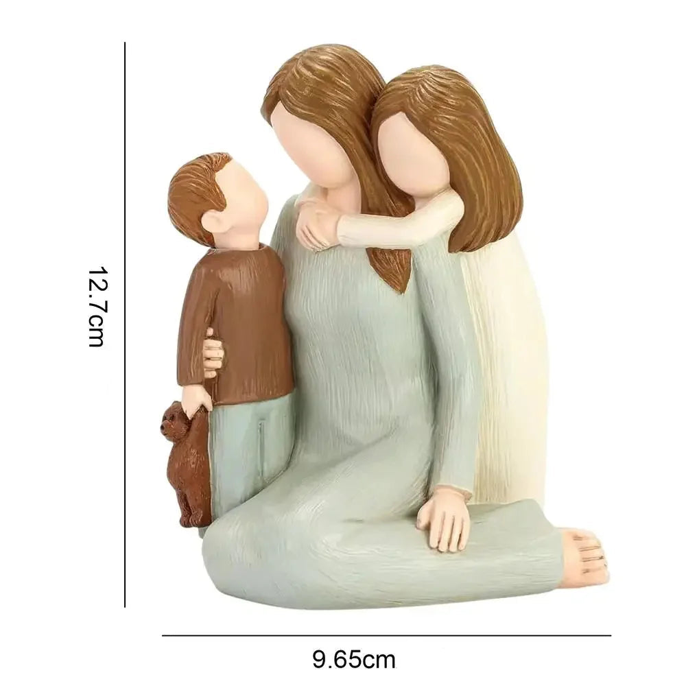 Escultura Mãe e Filhos em Resina e Pintada à Mão