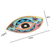 Criativo Devil Eye Imprime Bandeja De Armazenamento De Jóias, bandeja De Cerâmica Oval, Decoração De Varejo Doméstico, Ornamentos, 1 Peça