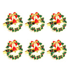 6 pçs anéis de guardanapo de natal árvore de natal floco de neve veados quebra-nozes guardanapo titular fivela de guardanapo de ouro para festa de natal decoração de mesa