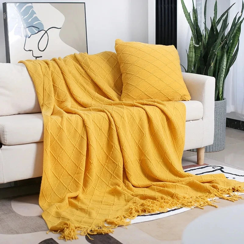 Nordic malha tv cobertores cama final decoração navio da gota xale sofá cobertor com borlas cachecol sofá emulação velo lance cobertor