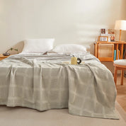 Cobertor de algodão puro, grade de favo de mel, colcha de verão sólida, cobertores de cochilo respiráveis, lençol azul para crianças adultas e bebês 150*200cm