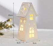 Ornamentos criativos de cerâmica pequenas casas decorações de natal brilhantes casas de neve mobiliário doméstico ins ornamentos decoração