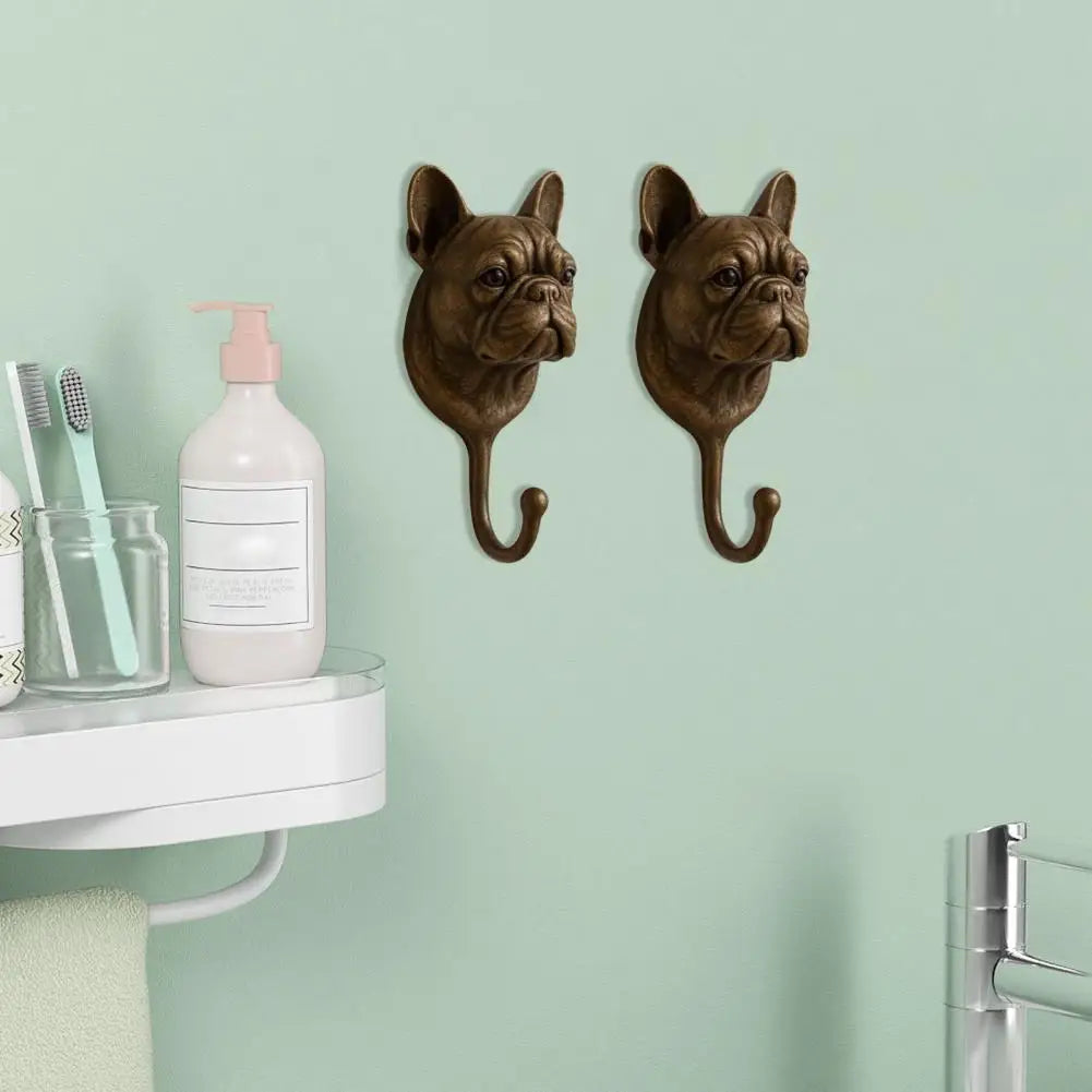 Cabide de armazenamento multifuncional, gancho de parede de buldogue, cabide decorativo de chave, estatueta de cachorro vintage, organizador de parede para casa