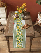 Verão limão frutas flores linho corredor de mesa cômoda cachecol decoração verde branco listrado corredores de mesa feriado cozinha festa decoração