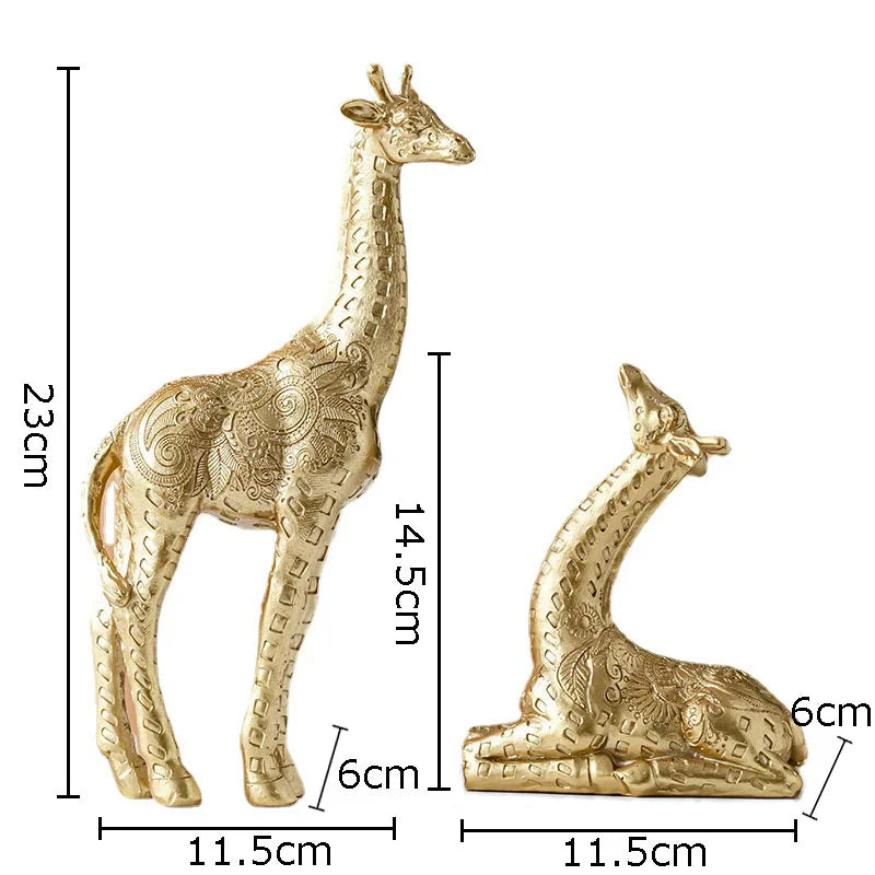 Estátua de girafa banhada a ouro, decoração de mesa, arte em resina, escultura animal abstrata, decoração estética, artesanato, ornamentos