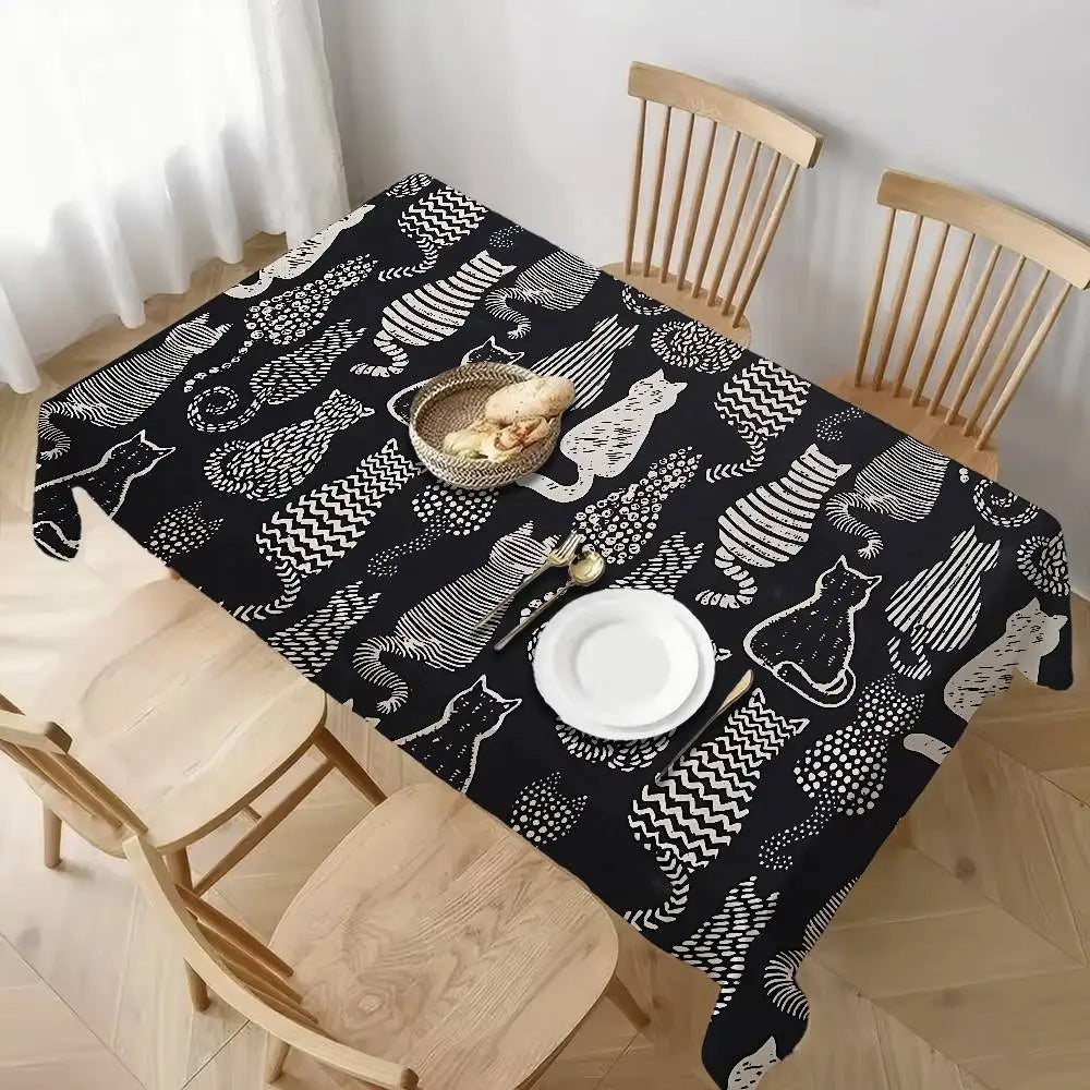 Textura gato pano de mesa retangular mancha toalha de mesa oleada mantel mesa impermeável decoração