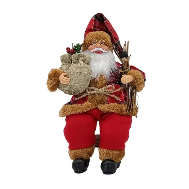 Decoração de personagem de natal pendurado decoração de árvore de natal boneca brinquedo 14 polegada sentado papai noel estátua presente