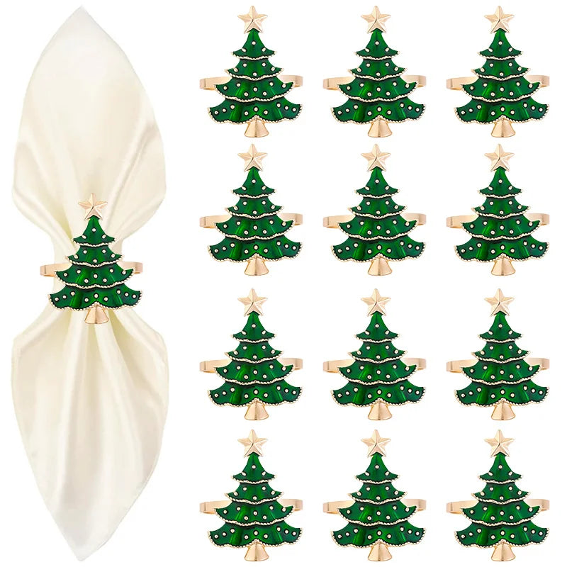 1/6 pçs anéis de guardanapo de natal ornamentos de árvore de natal 2025 natal casa cozinha jantar mesa decoração ano novo fontes de festa