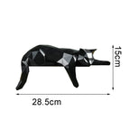 Estátua de gato branco e preto, estatueta geométrica moderna para decoração de quarto, escultura para escritório doméstico como prateleira de mesa, decoração de mesa, gato deitado