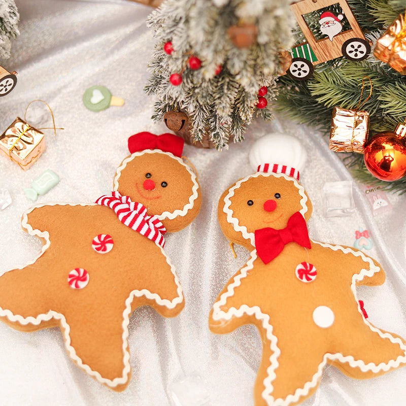 Natal decoração de ano novo para casa boneca de pelúcia homem de gengibre árvore de natal pendurado ornamento pingente interior presente do miúdo decoração 2024