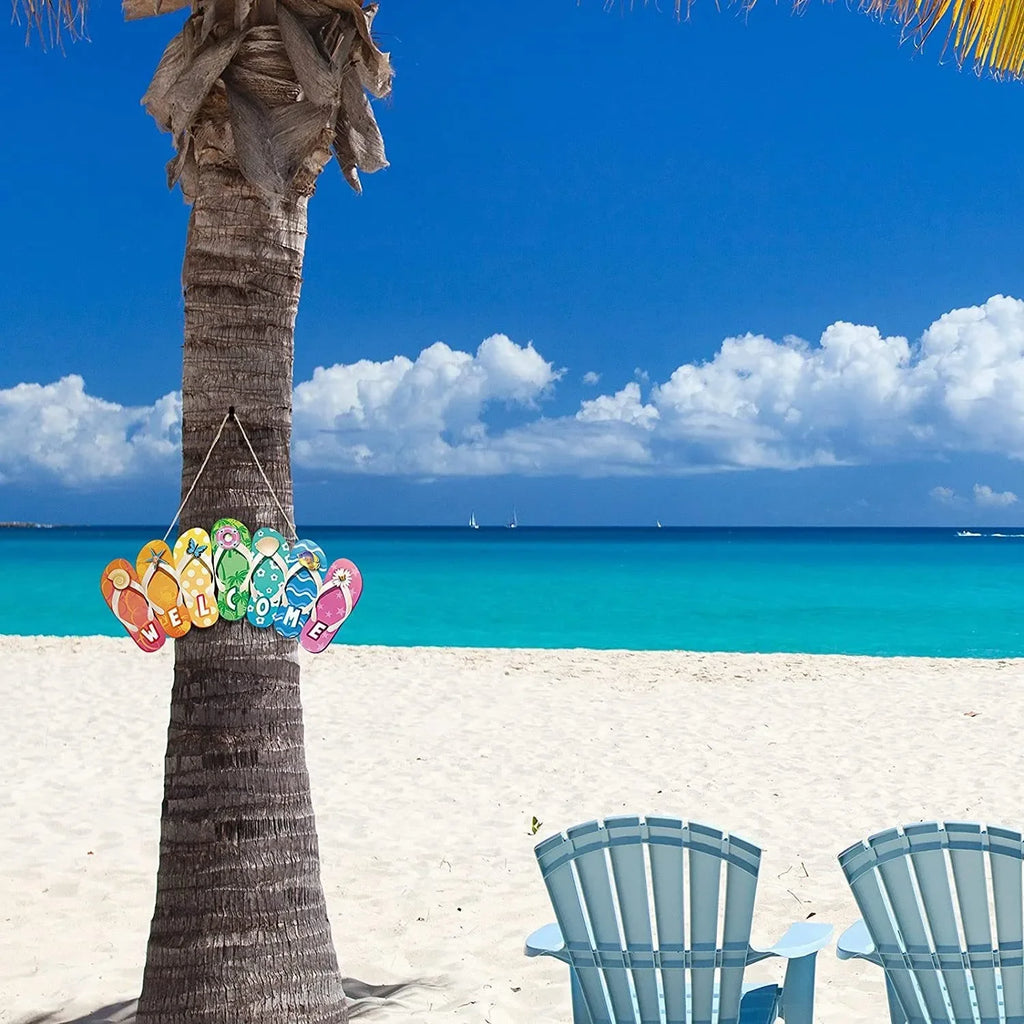 Placa decorativa de madeira temática do verão, Flip Flops, Sorvete, Porta Pendurado Pingentes, Bem-vindo Olá Verão, Happy Hawaii Party