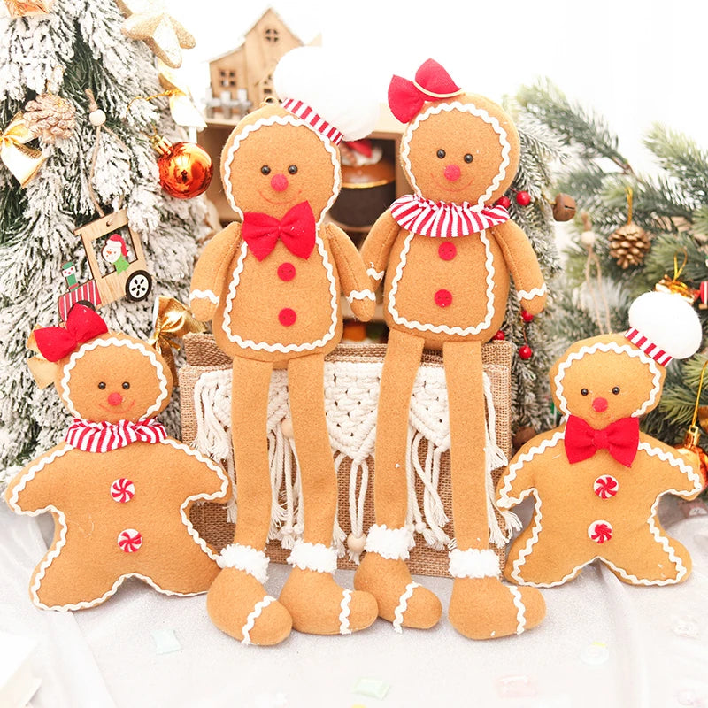 Natal decoração de ano novo para casa boneca de pelúcia homem de gengibre árvore de natal pendurado ornamento pingente interior presente do miúdo decoração 2024