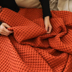 Verão 3d waffle xadrez puro algodão cama cobertor lance colcha fina de malha colcha casa hotel cobertores sofá capa lance cobertores