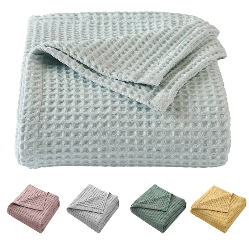 Cobertor térmico de algodão puro premium, cobertor térmico macio e confortável, leve, colchas para todas as estações