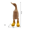 Escultura de Pato em Madeira com Botas de Chuva