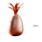 Copo de abacaxi de aço inoxidável, caneca mule de moscou, canecas de metal criativas, copos de vidro de coquetel com canudo e tampa, canecas de coquetel, ferramenta de bar