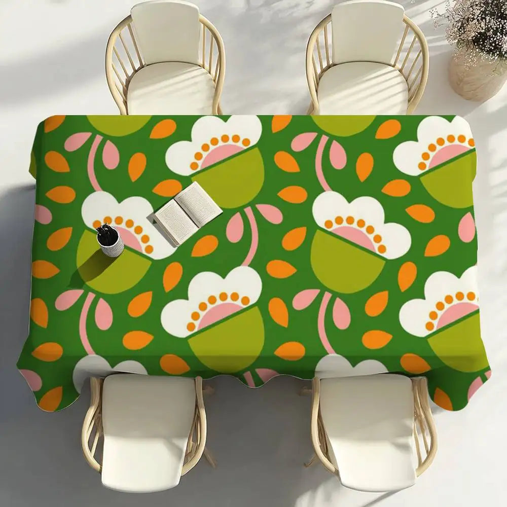 O-Orla Kiely Flor Toalha de mesa Festa em casa Piquenique Sala de jantar Cozinha Patios Toalha de mesa de poliéster à prova de manchas