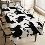 Textura gato pano de mesa retangular mancha toalha de mesa oleada mantel mesa impermeável decoração
