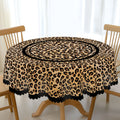 Toalha de mesa redonda com estampa de leopardo manchado, toalha de mesa retangular com estampa de leopardo marrom preto, toalha de mesa de festa, decoração de mesa de acampamento no pátio, capa de mesa para cozinha diária, terraço, uso interno e externo