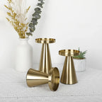Castiçal dourado 3-1 conjunto, castiçal, pilar, recipiente de vela, suporte de metal cônico, decoração de casamento, luxo, presentes de dia dos namorados