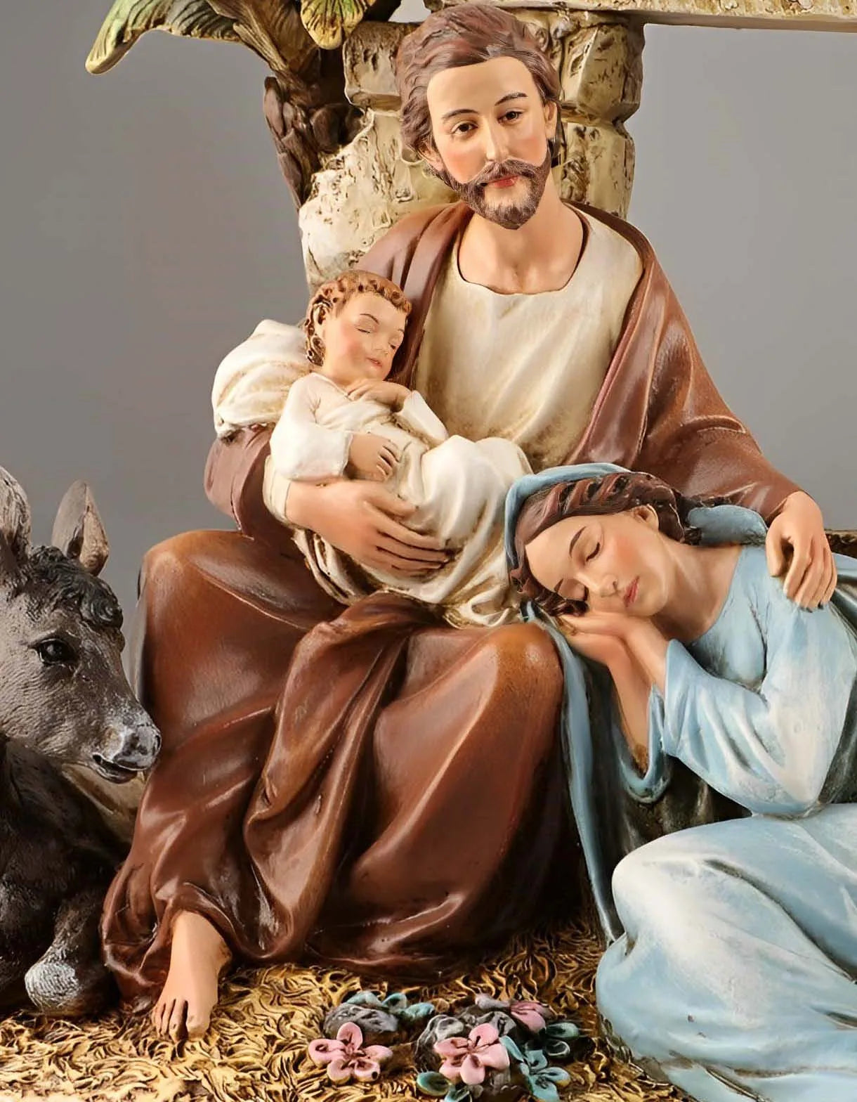 Estátua de resina católica de 7,24''H da Sagrada Família | Presépio | Configuração estável detalhada para Natal e devoção domiciliar