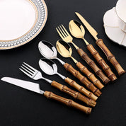 Conjunto de Talheres de Bambu com 24pcs
