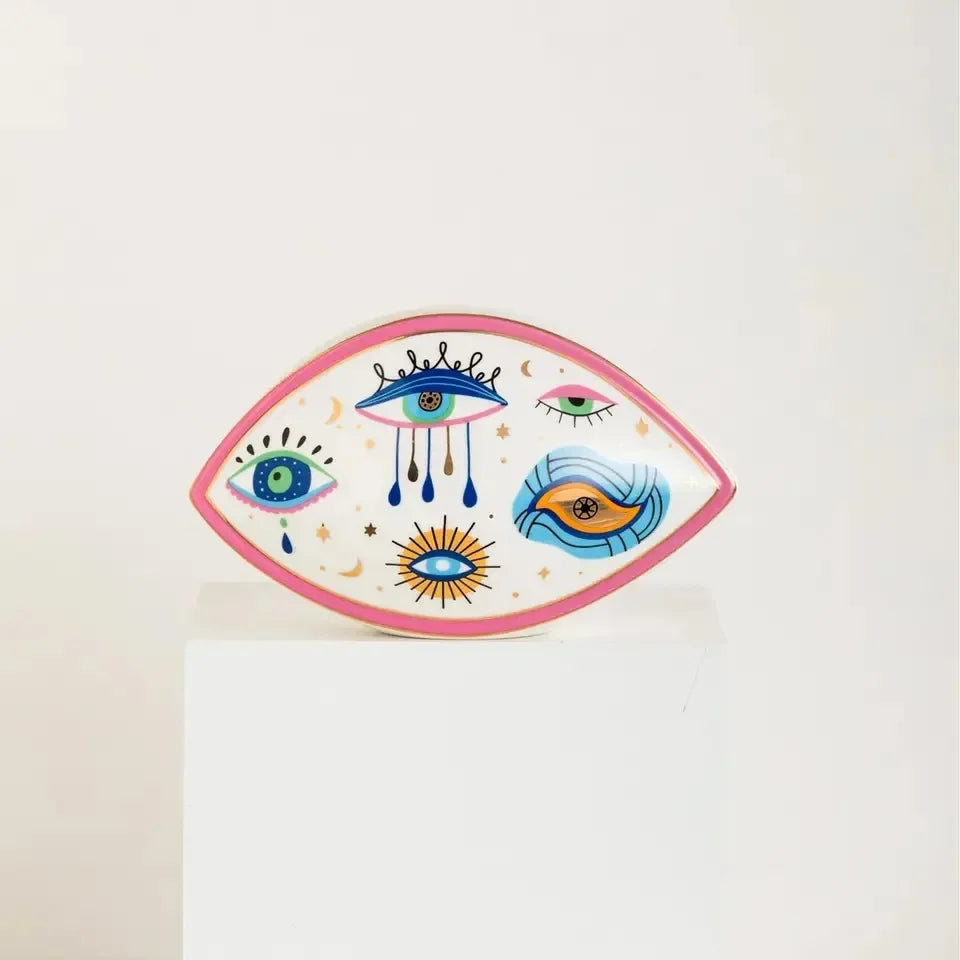 Artesanato de cerâmica criativo, decoração de casa, azul turco, esculturas de mau olhado, estátua de olho do diabo, estilo marrocos, ornamentos de mesa