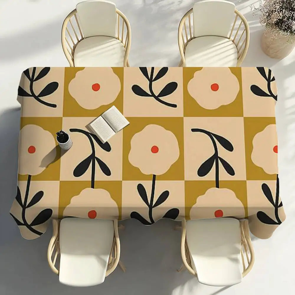 O-Orla Kiely Flor Toalha de mesa Festa em casa Piquenique Sala de jantar Cozinha Patios Toalha de mesa de poliéster à prova de manchas