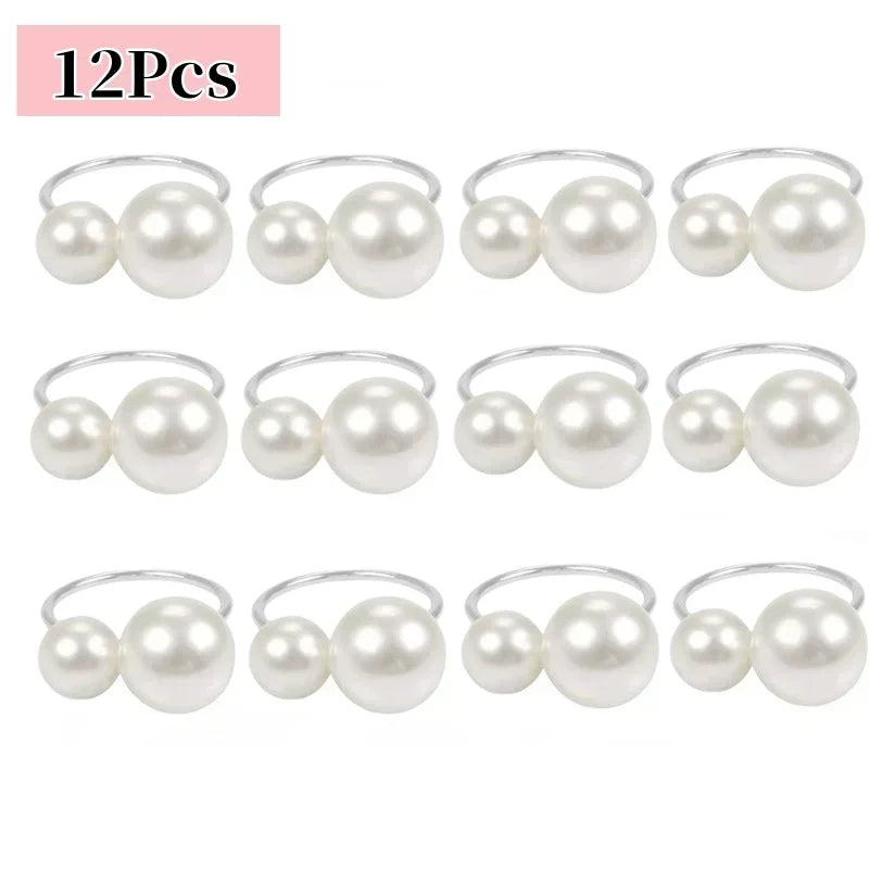 1-96 pçs elegantes guardanapo anéis pérola contas ouro guardanapo anel suportes decoração de casamento para jantar festa casa decoração de mesa
