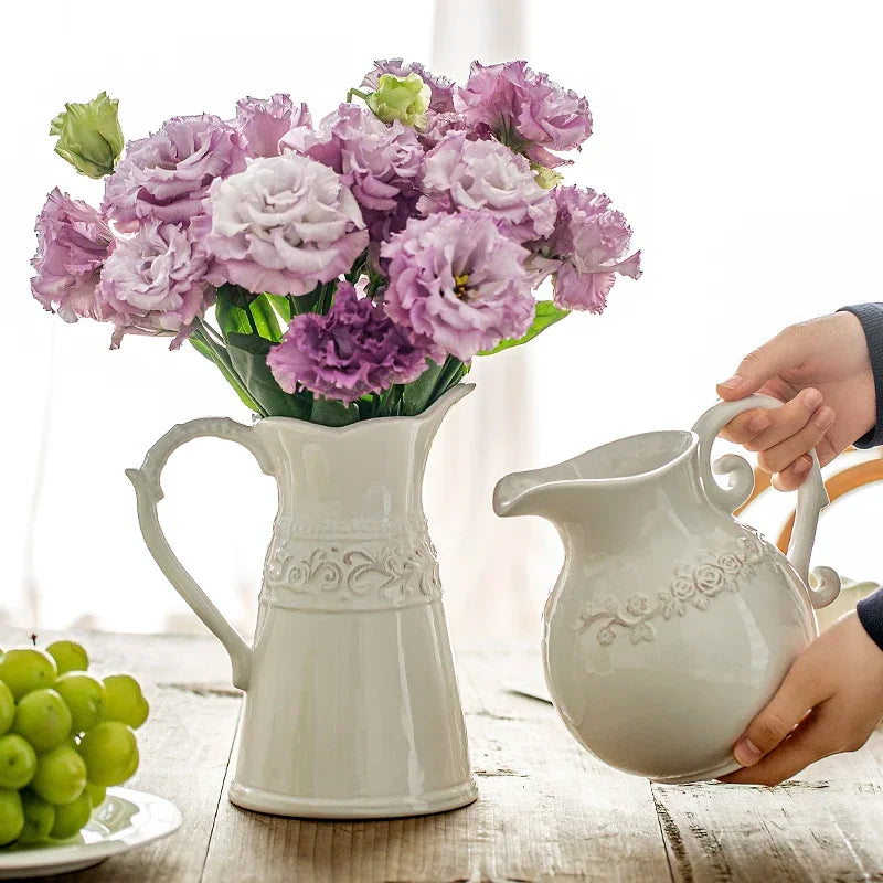 Vaso Decorativo de Cerâmica Estilo Francês