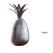 Copo de abacaxi de aço inoxidável, caneca mule de moscou, canecas de metal criativas, copos de vidro de coquetel com canudo e tampa, canecas de coquetel, ferramenta de bar